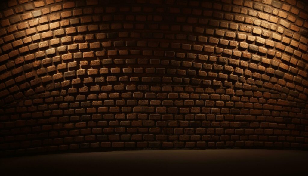 Abstract textured backdrop of an old brick wall illuminated yellow generated by AI Stock Free