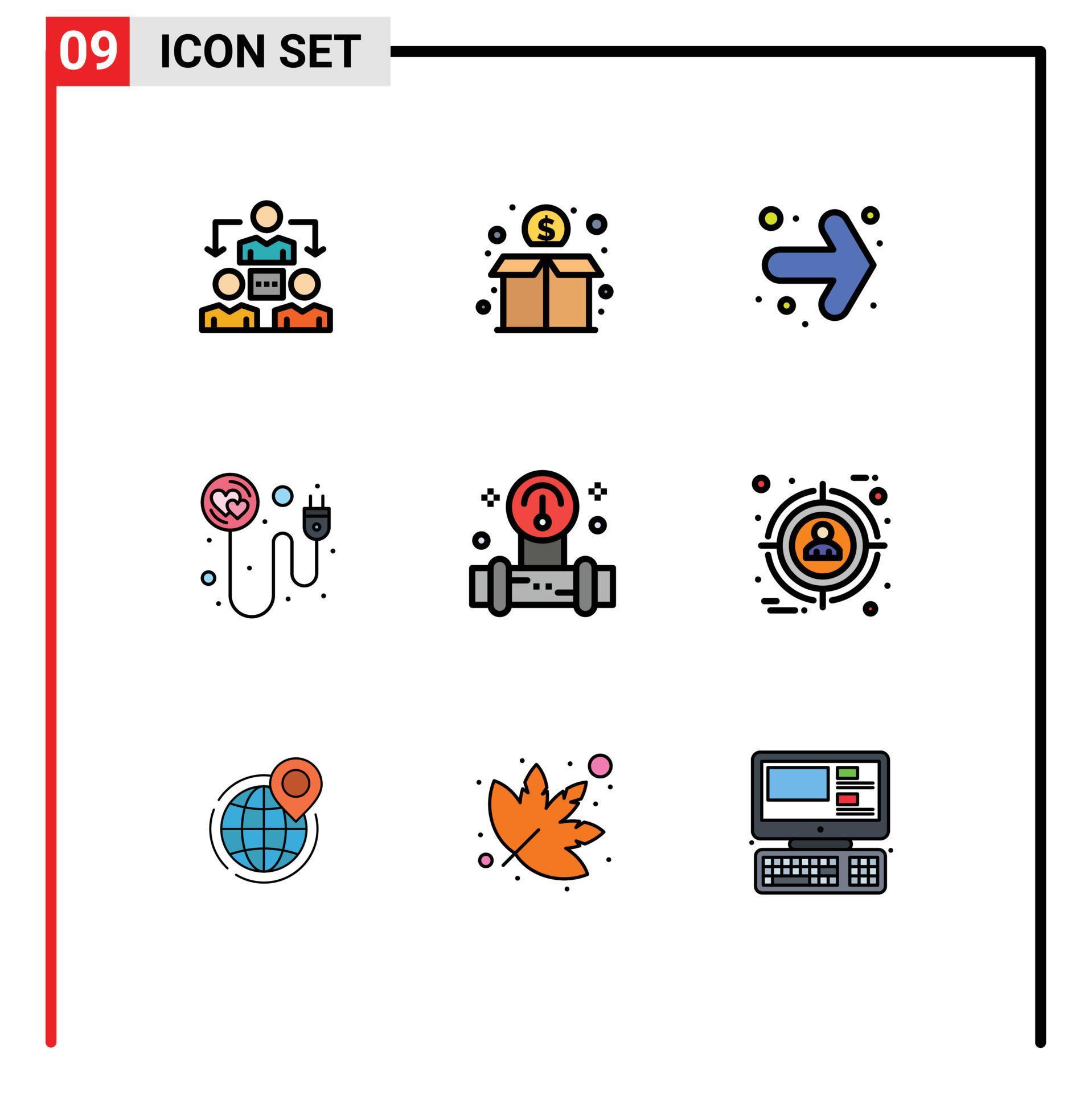 Set of 9 Modern UI Icons Symbols Signs for tools manometer arrow romance plug Editable Vector Design Elements Stock Free