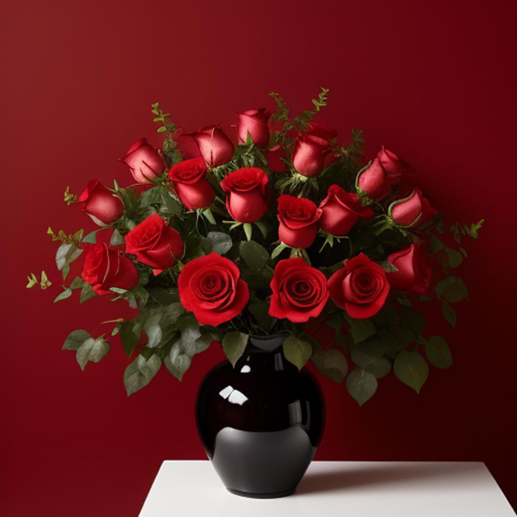 Red background, red roses, by @ai_generated