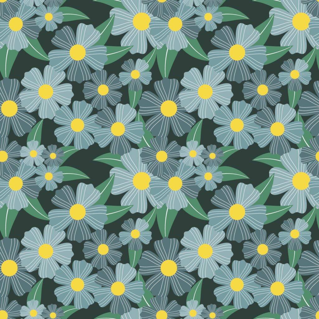 Pattern Botanical flowers and leaves background green Free Vector