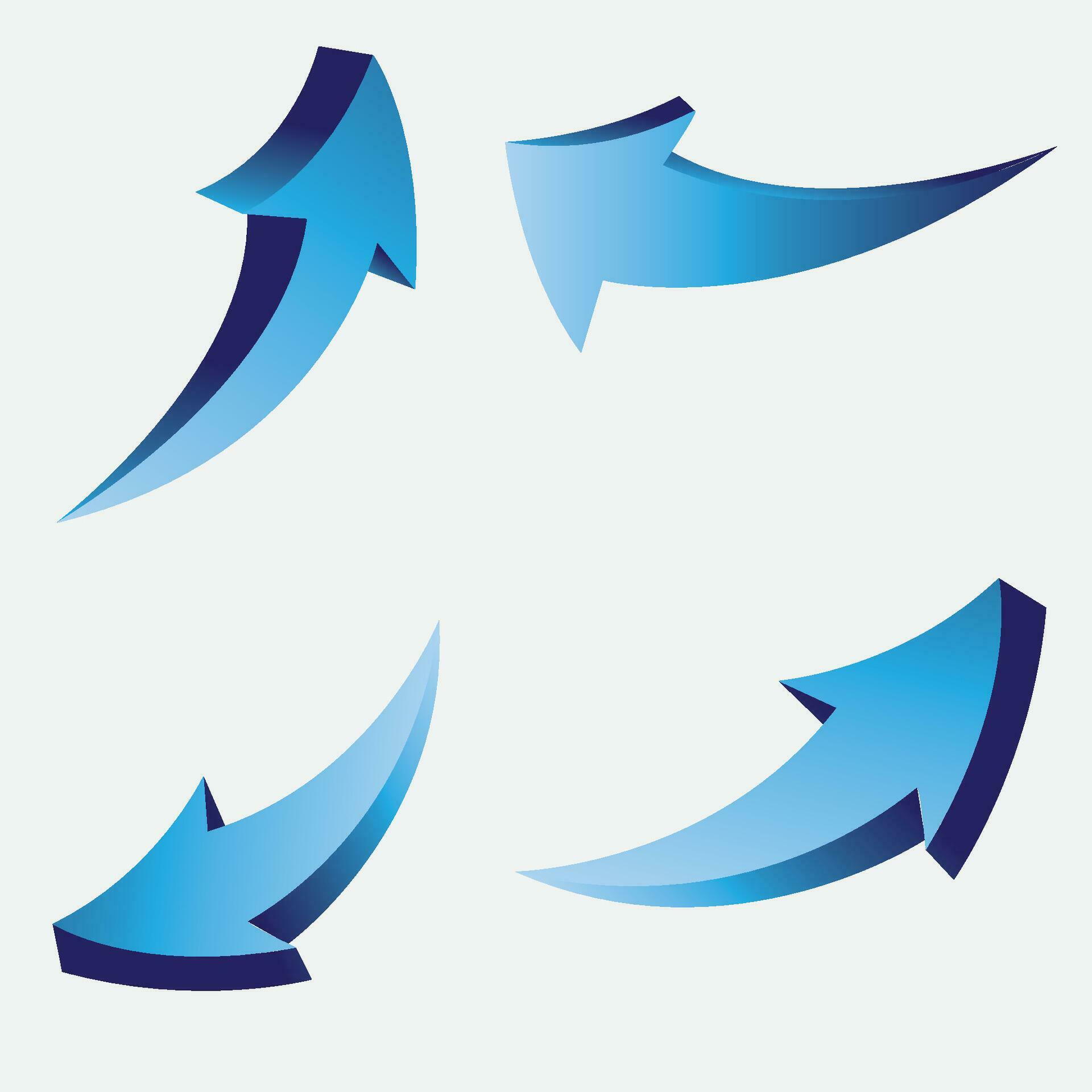 blue 3d arrows of various 4 shapes set. Realistic arrow twisted in various directions. Infographic object a pointer sign Stock Free and Free SVG