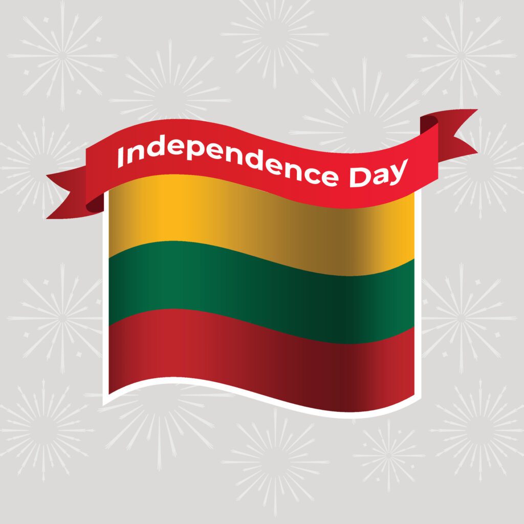 Lithuania Wavy Flag Independence Day Banner Background Free Vector