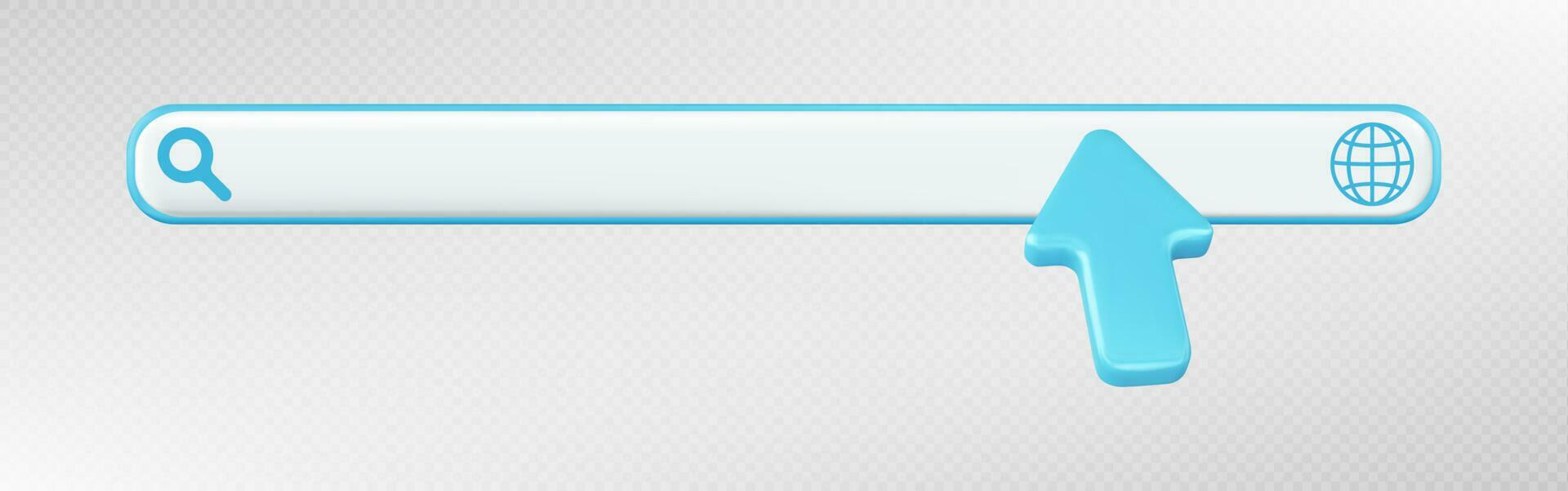 3d render web search site bar with arrow cursor Stock Free
