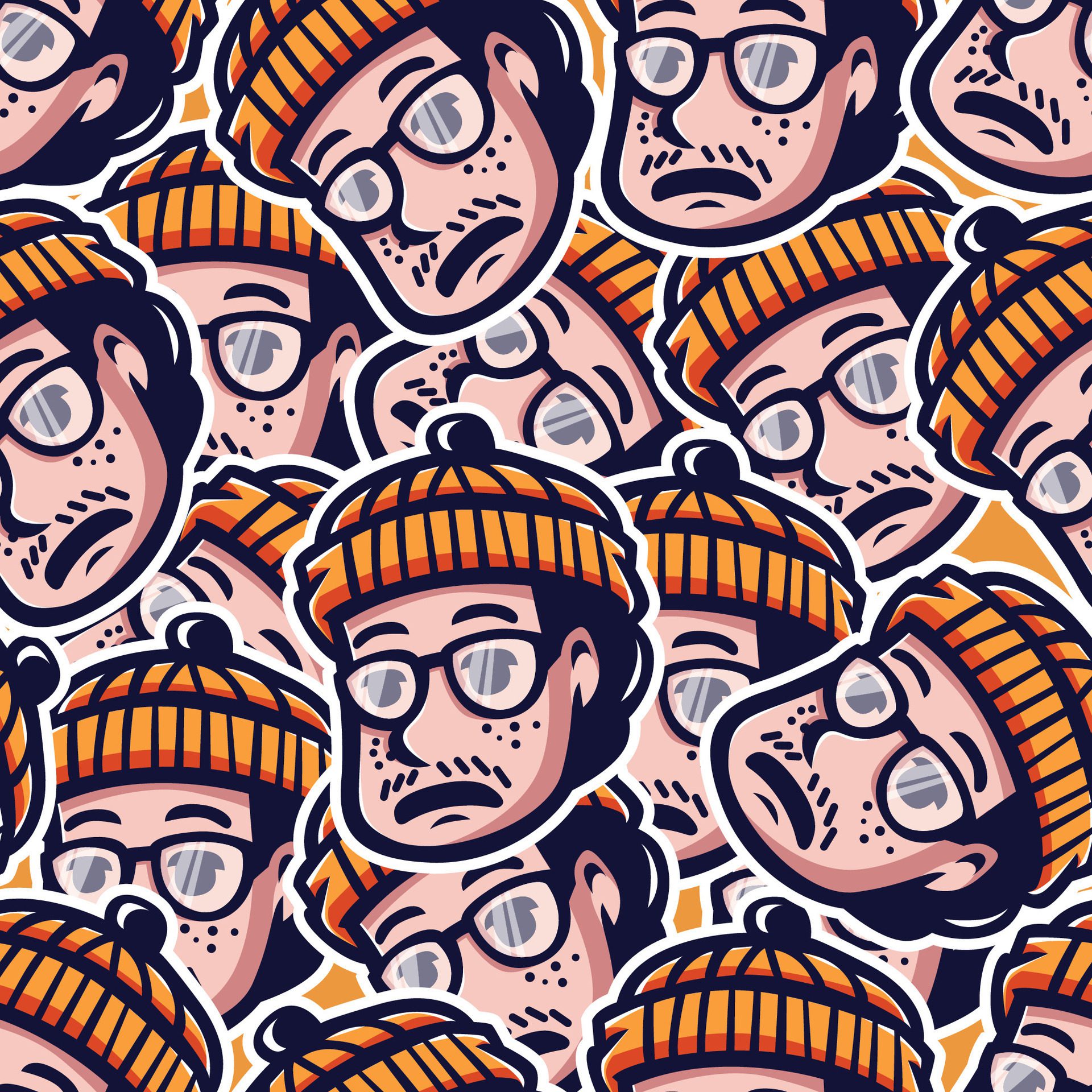 head people doodle seamless pattern hand drawn collection Free Vector