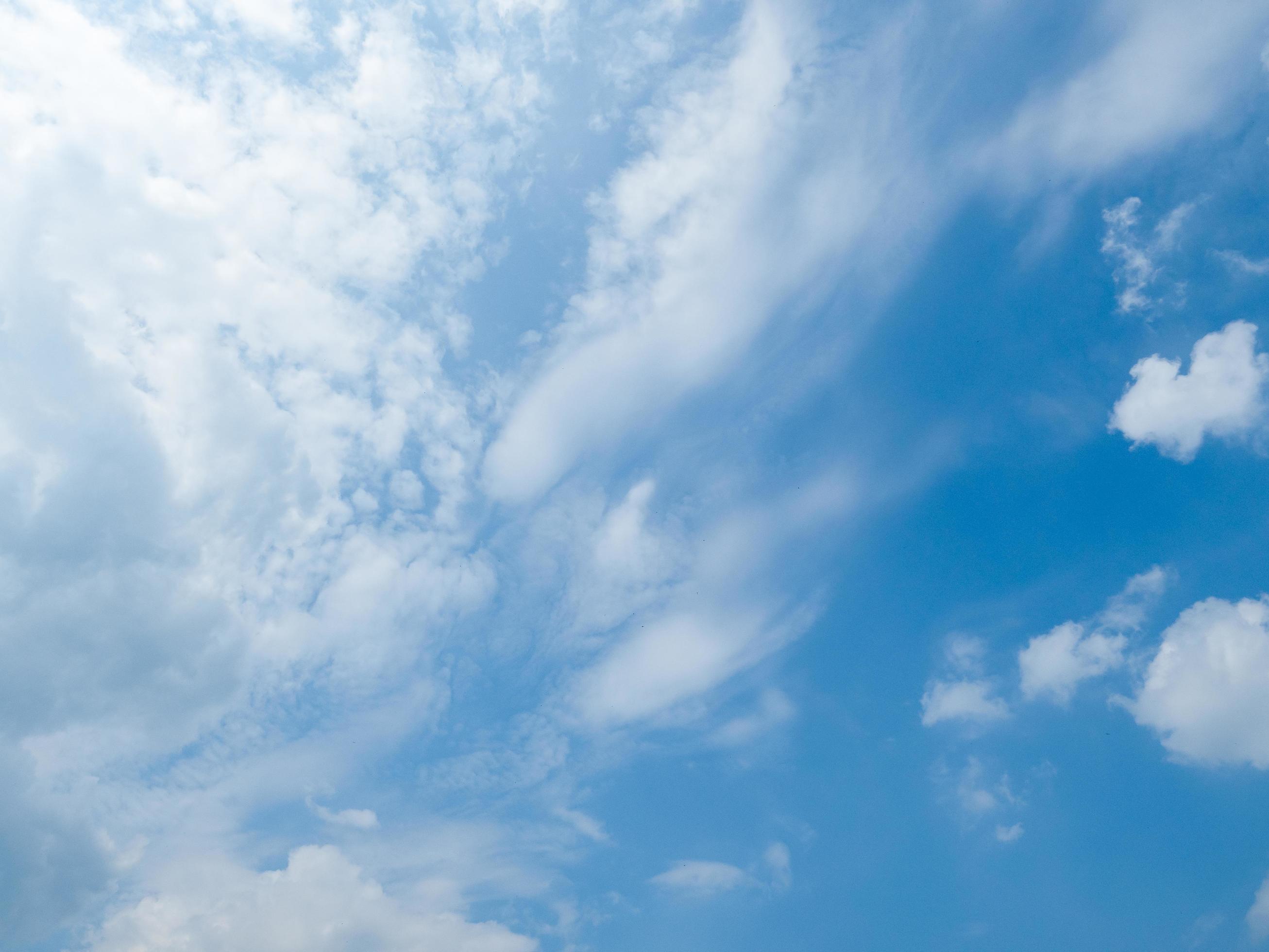 Blue sky with white cloudy clean weather beautiful sky image nature space Stock Free