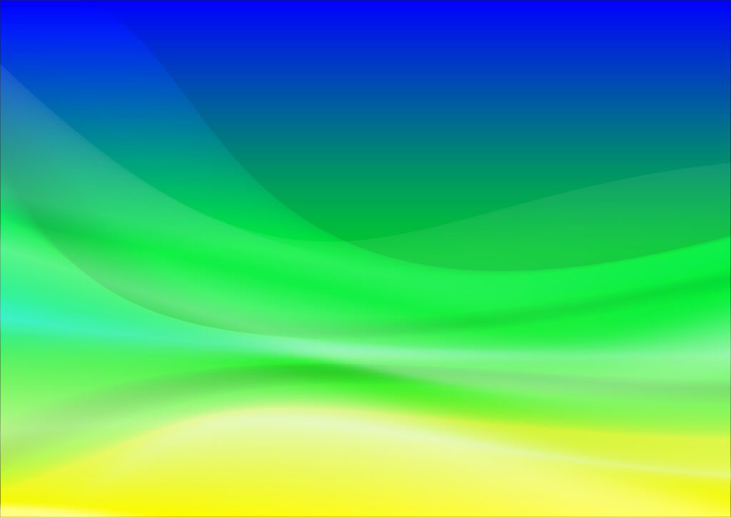 Blue, Green and Yellow Gradient Flowing Curved Shapes Free Vector