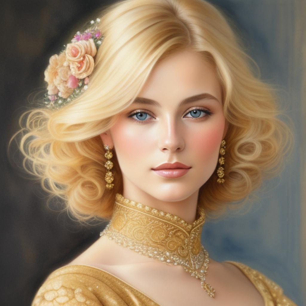 Piękna kobieta blondynka, elegancja, by @ai_generated