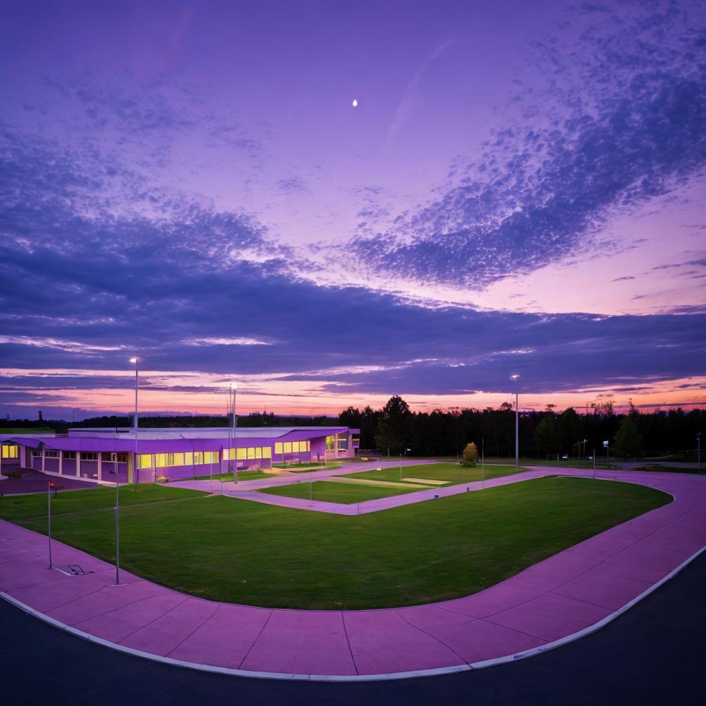 Schools woth purple sky by @ai_generated