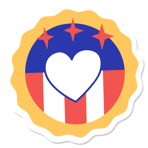 Badge, heart, united states sticker