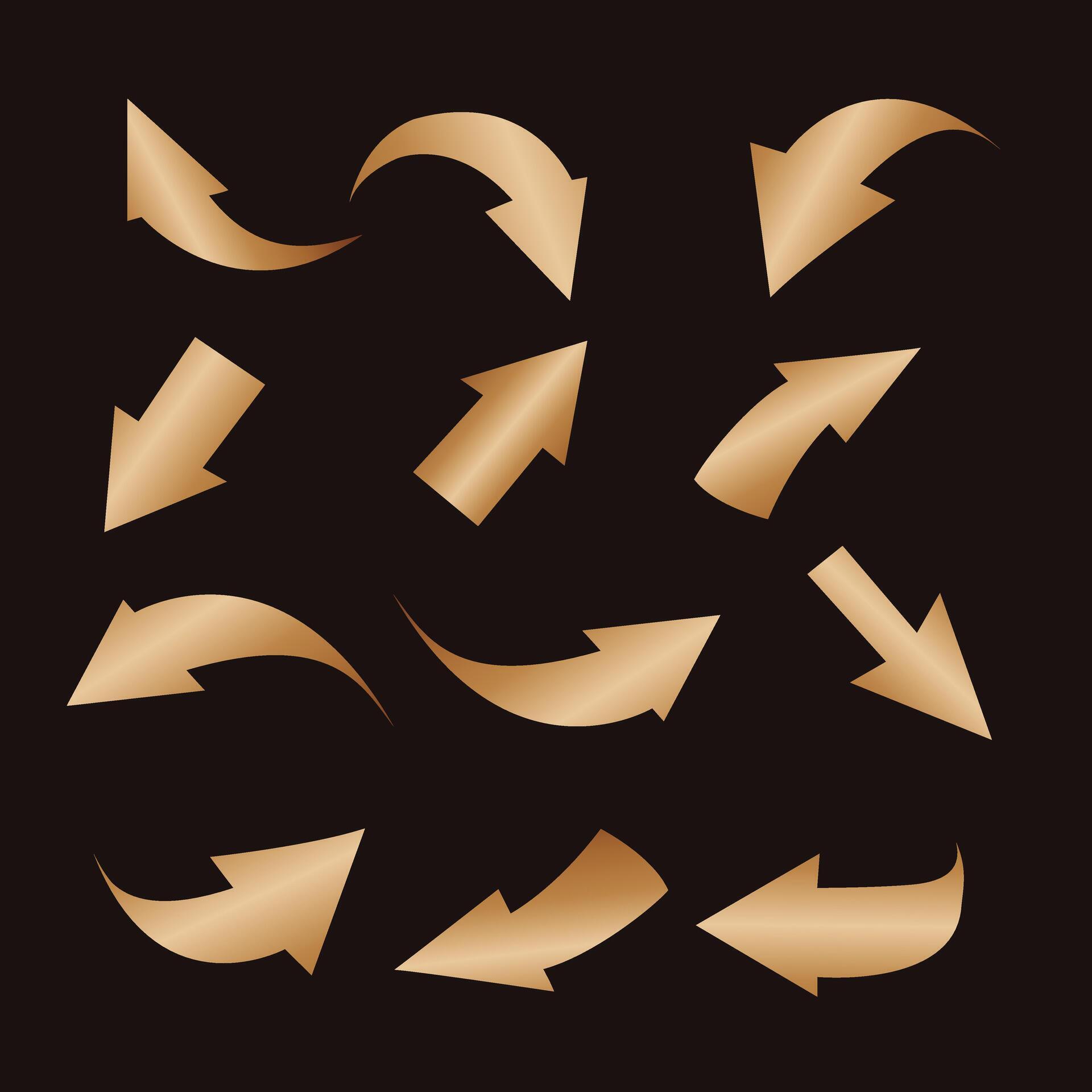 set of gold mettalic arrows design Stock Free