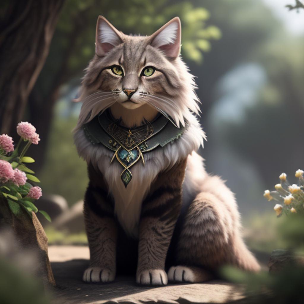 Female tabaxi druid, in by @ai_generated