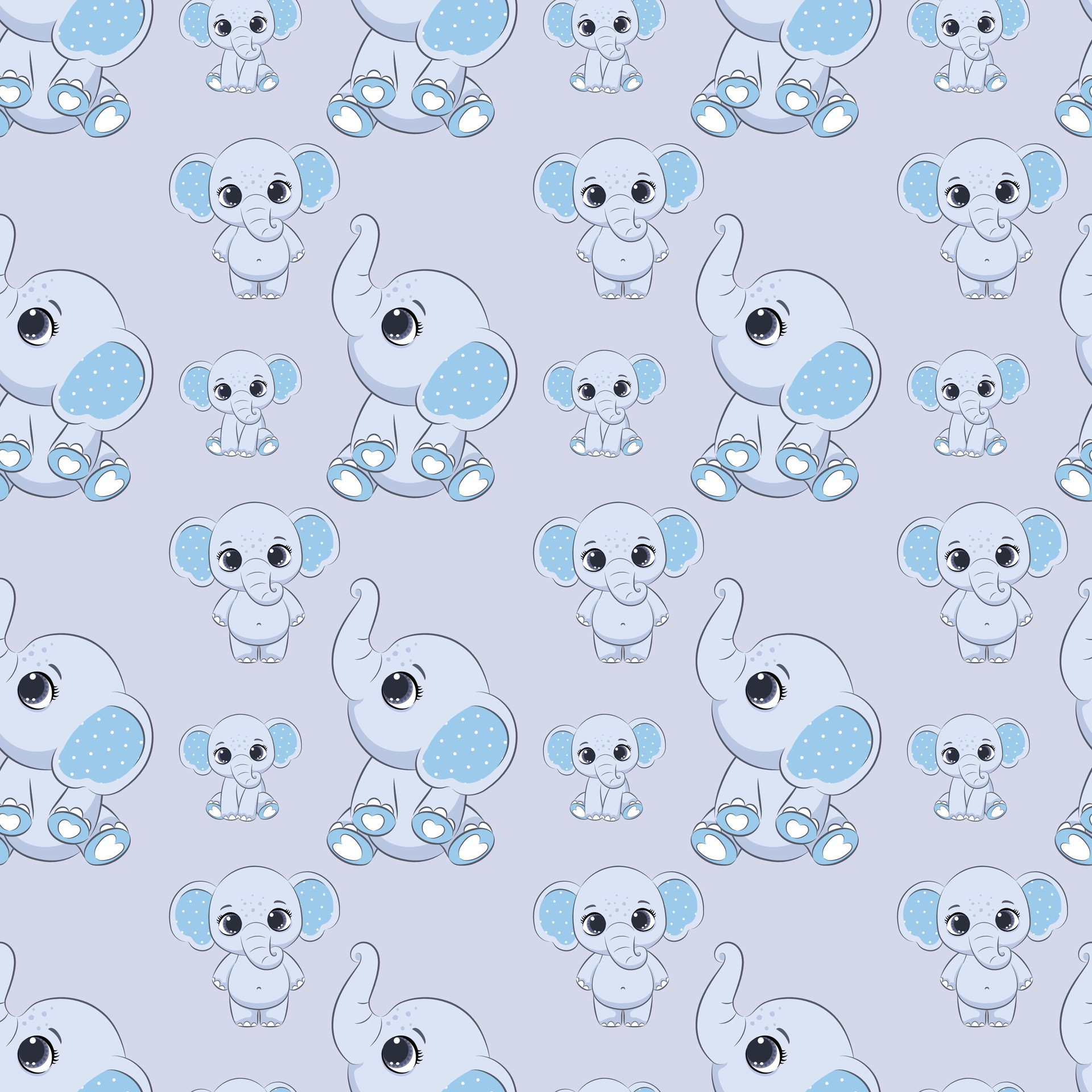 Playful Elephants Seamless Pattern Design Free Vector