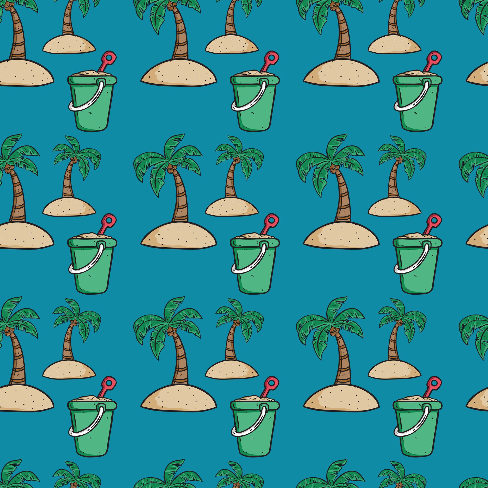 Coconut Tree Seamless Pattern Design Free Vector