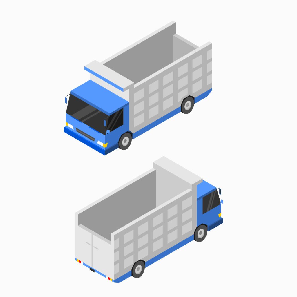 isometric heavy dump truck on white background illustration Free Vector