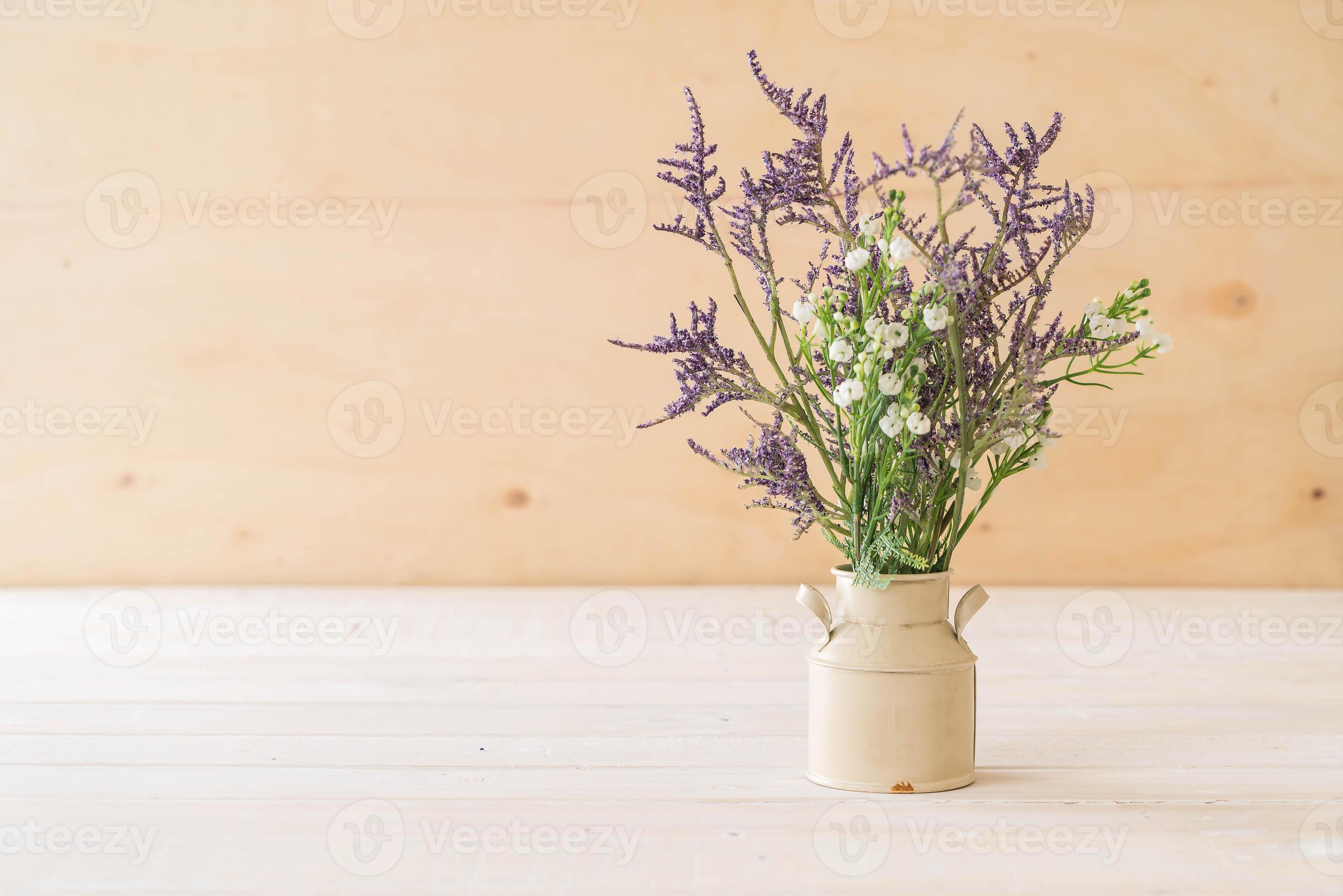 Statice and caspia flowers on wooden background Stock Free