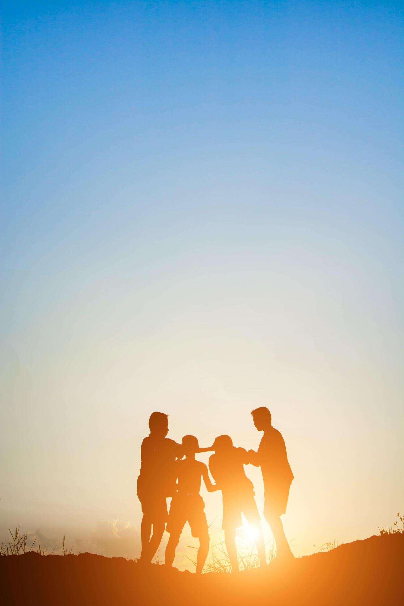 Children playing on summer sunset happy time Stock Free