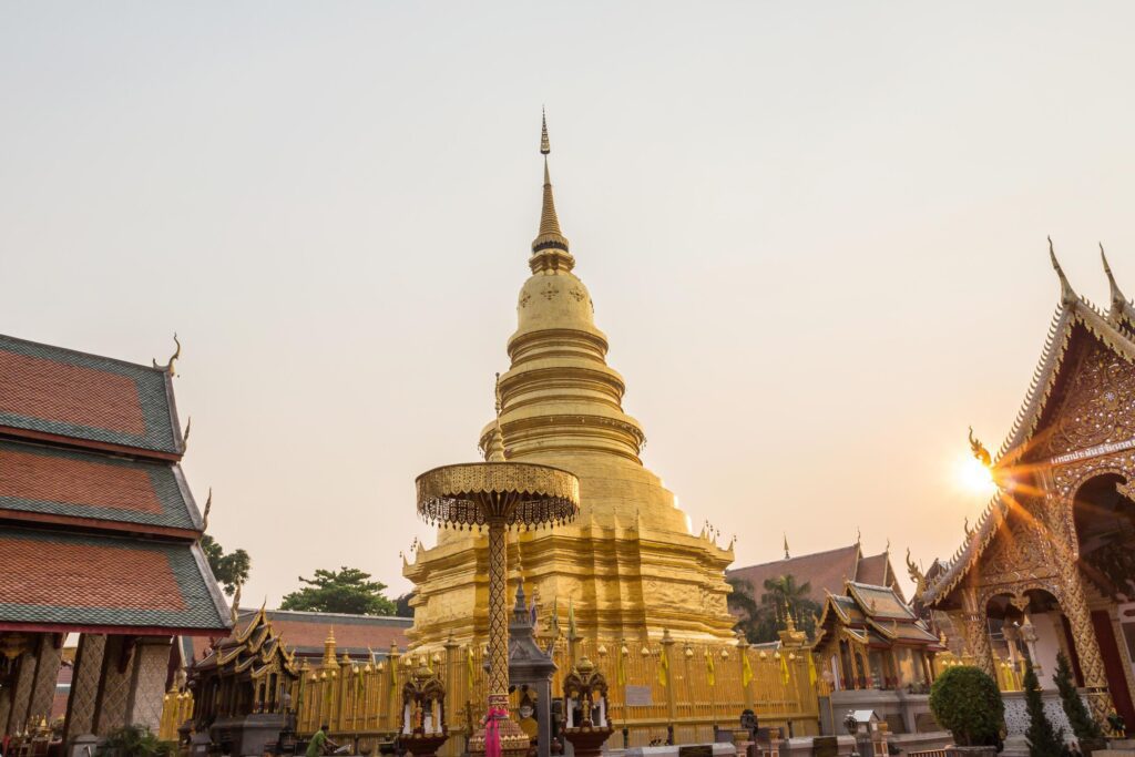 Temple Phra That Hariphunchai in Lamphum, Province Chang Mai, Thailand Stock Free