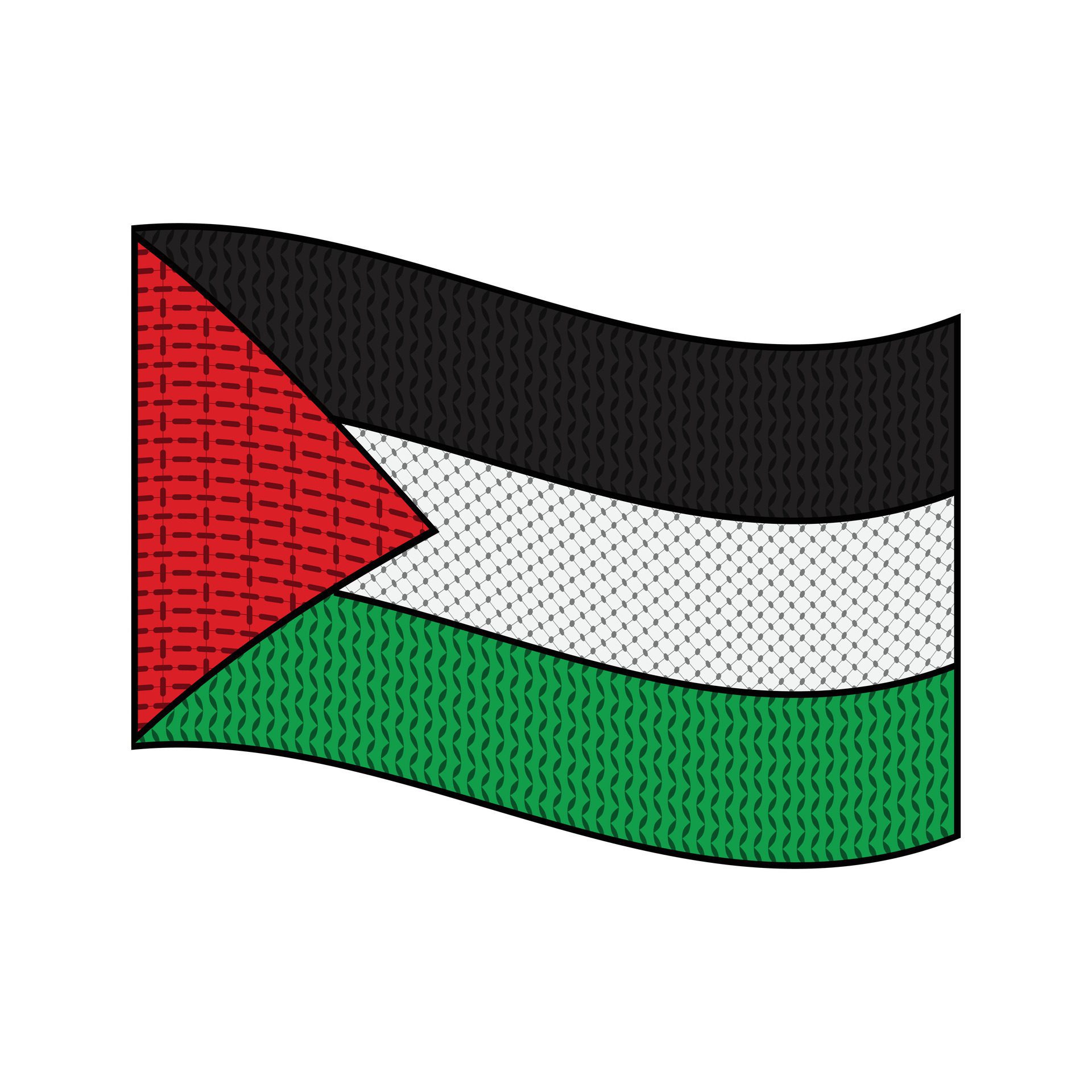 Illustration of Palestine Flag with keffiyeh texture pattern Free Vector