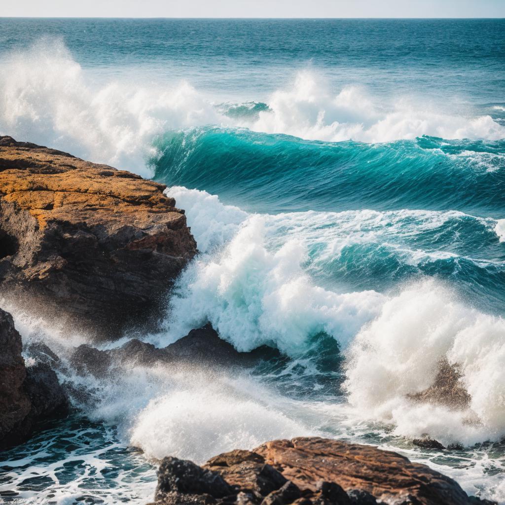 Fotografía de olas reventando by @ai_generated