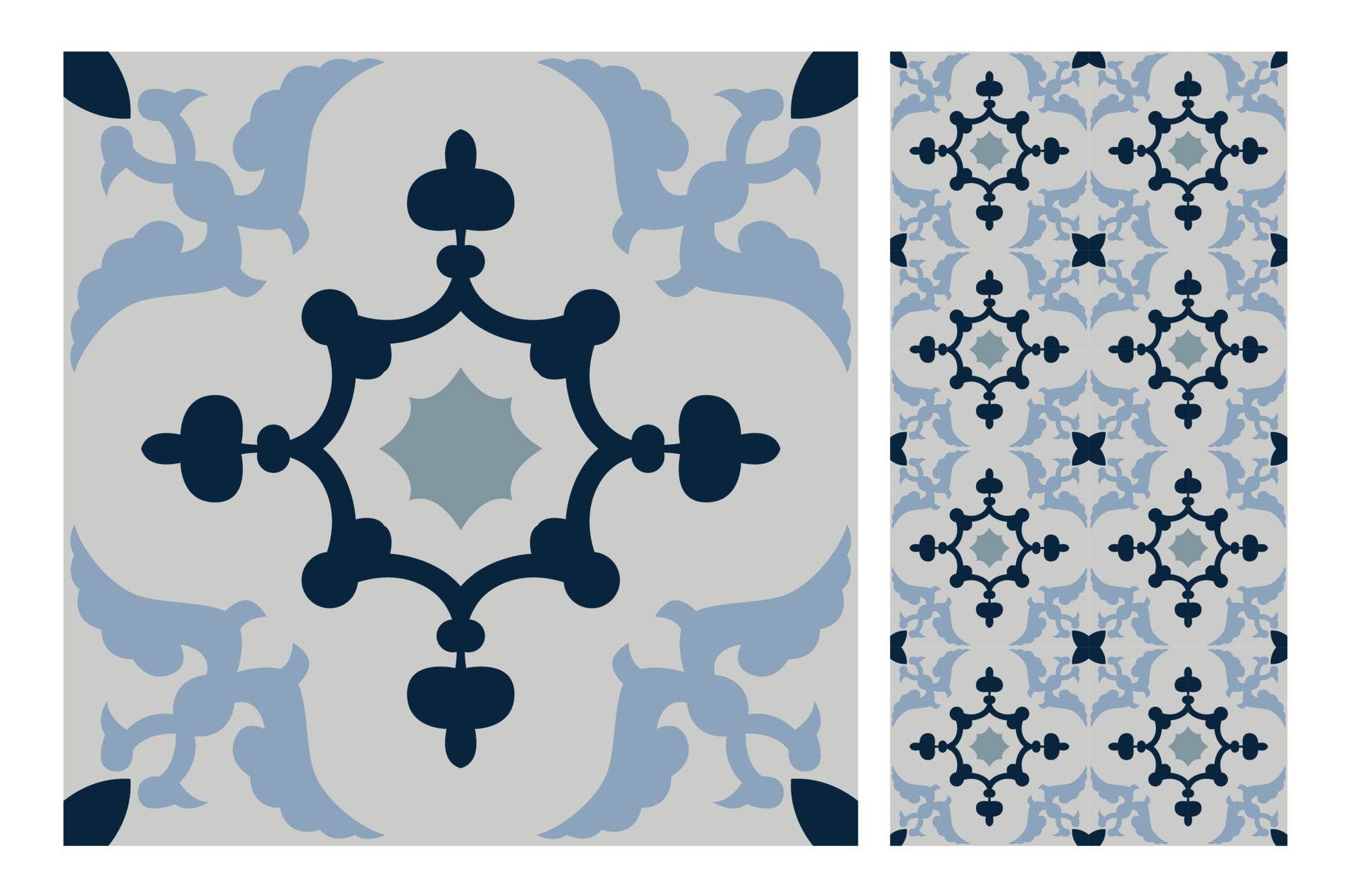 vintage tiles patterns antique seamless design Free Vector