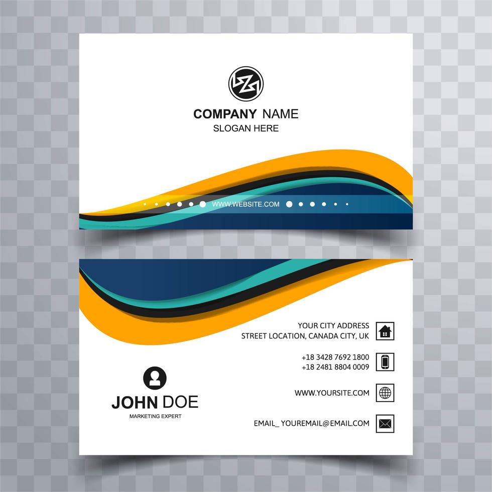 Abstract stylish wave colorful business card template design Stock Free