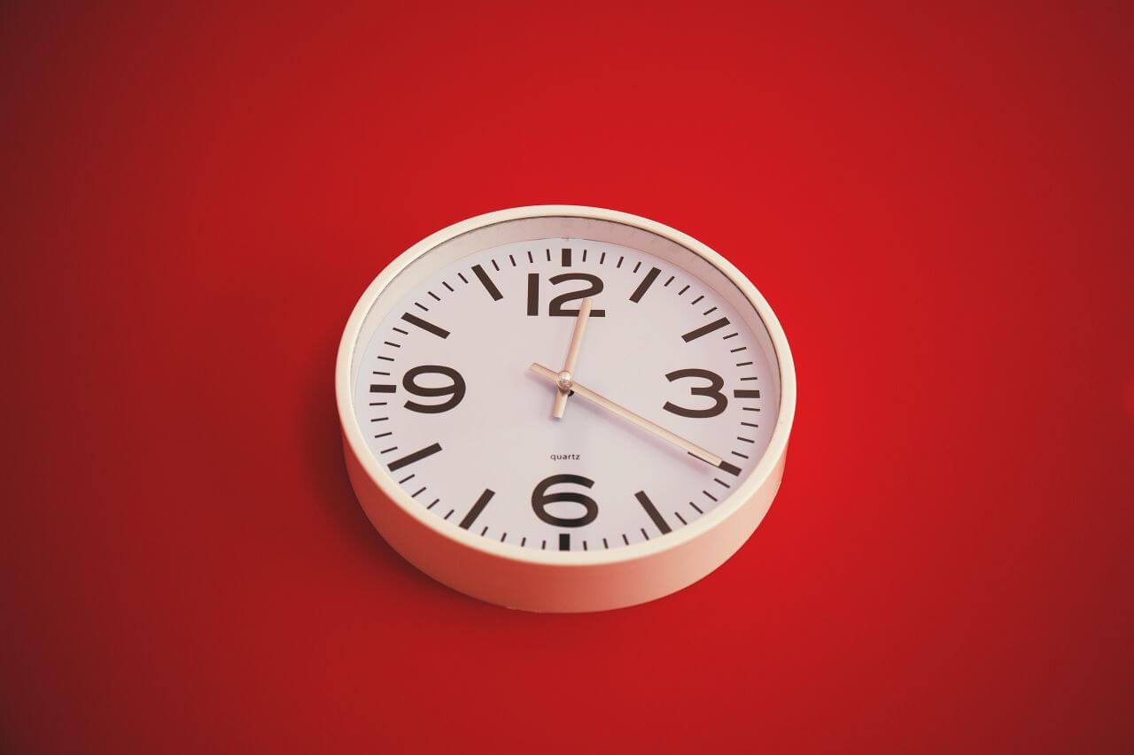 White Wall Clock Red Background Stock Free