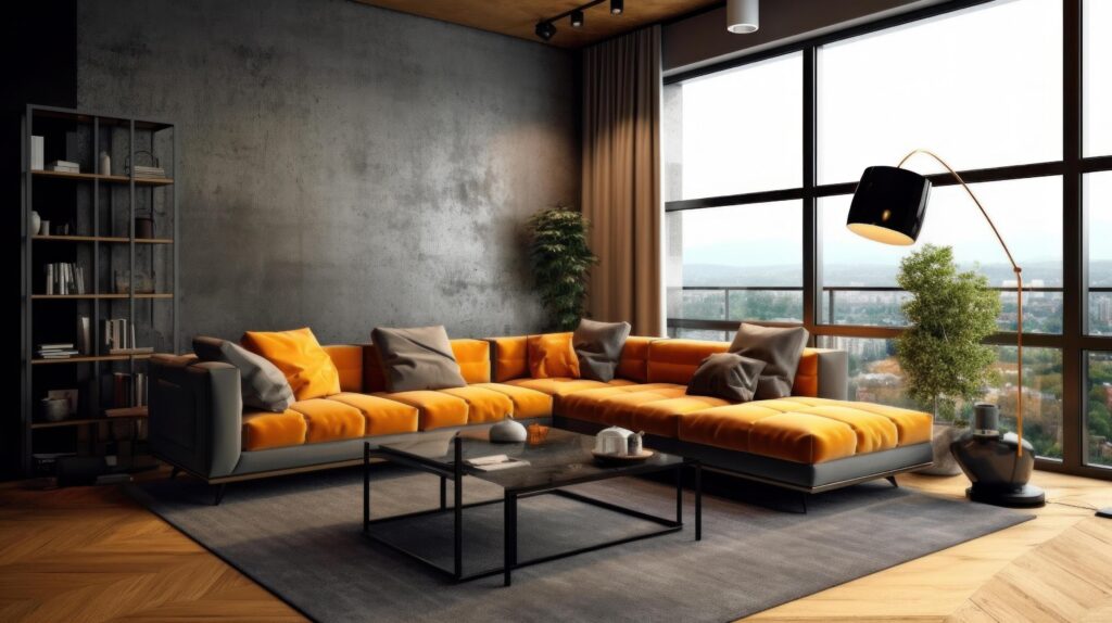 Modern interior of living room with sofa. Illustration Stock Free