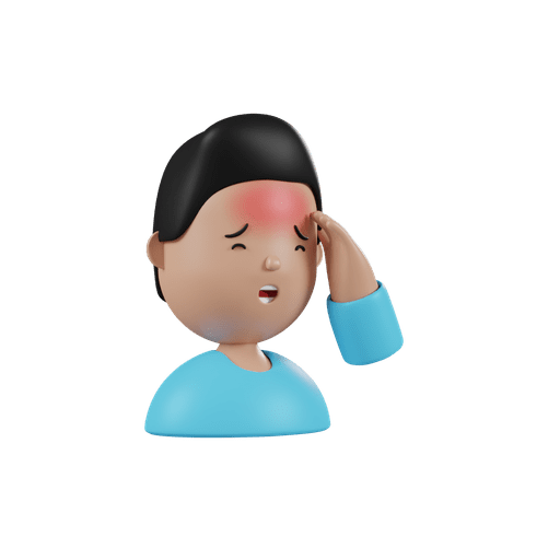 Headache, symptoms, patient 3D illustration