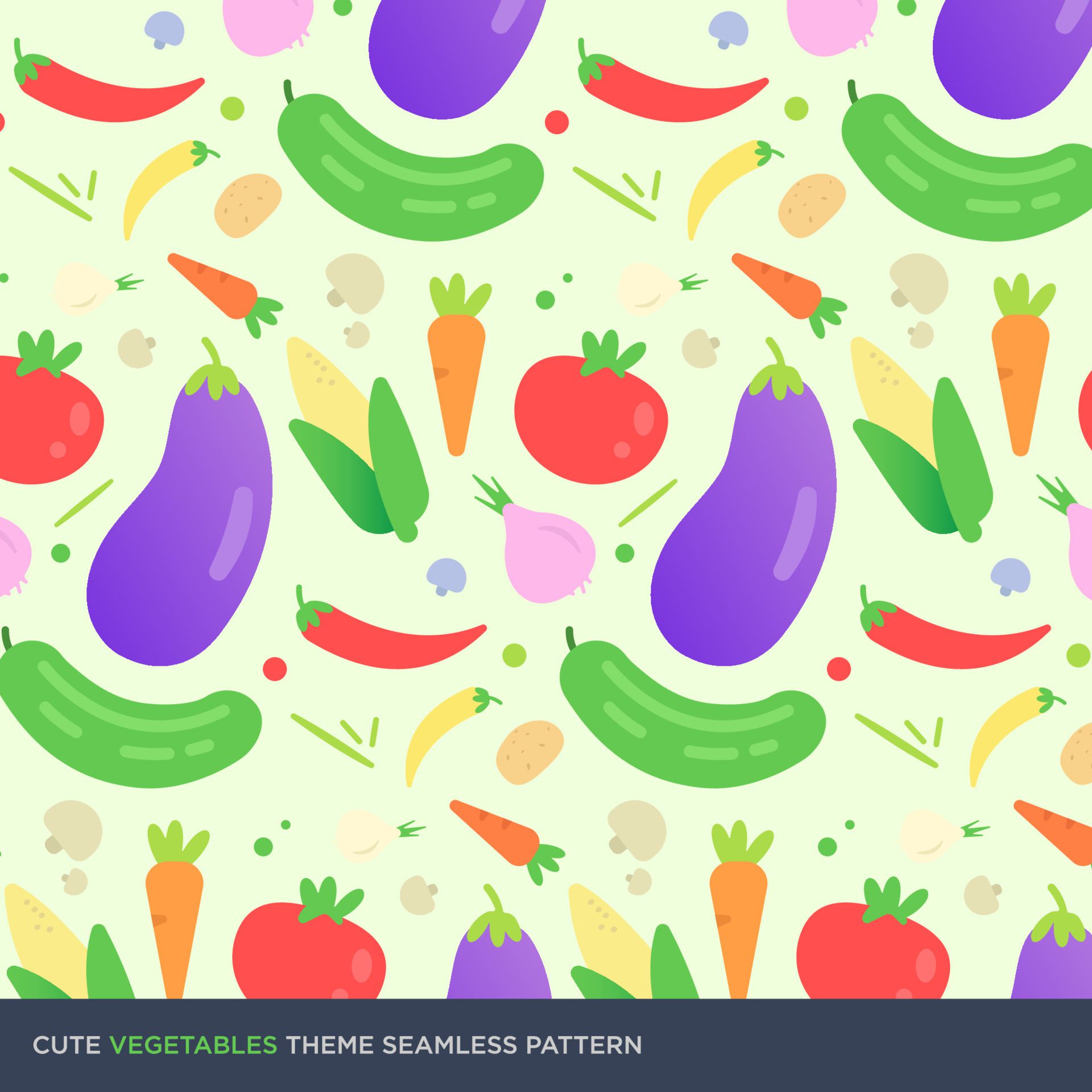 Cute vegetables seamless pattern vector Free Vector and Free SVG