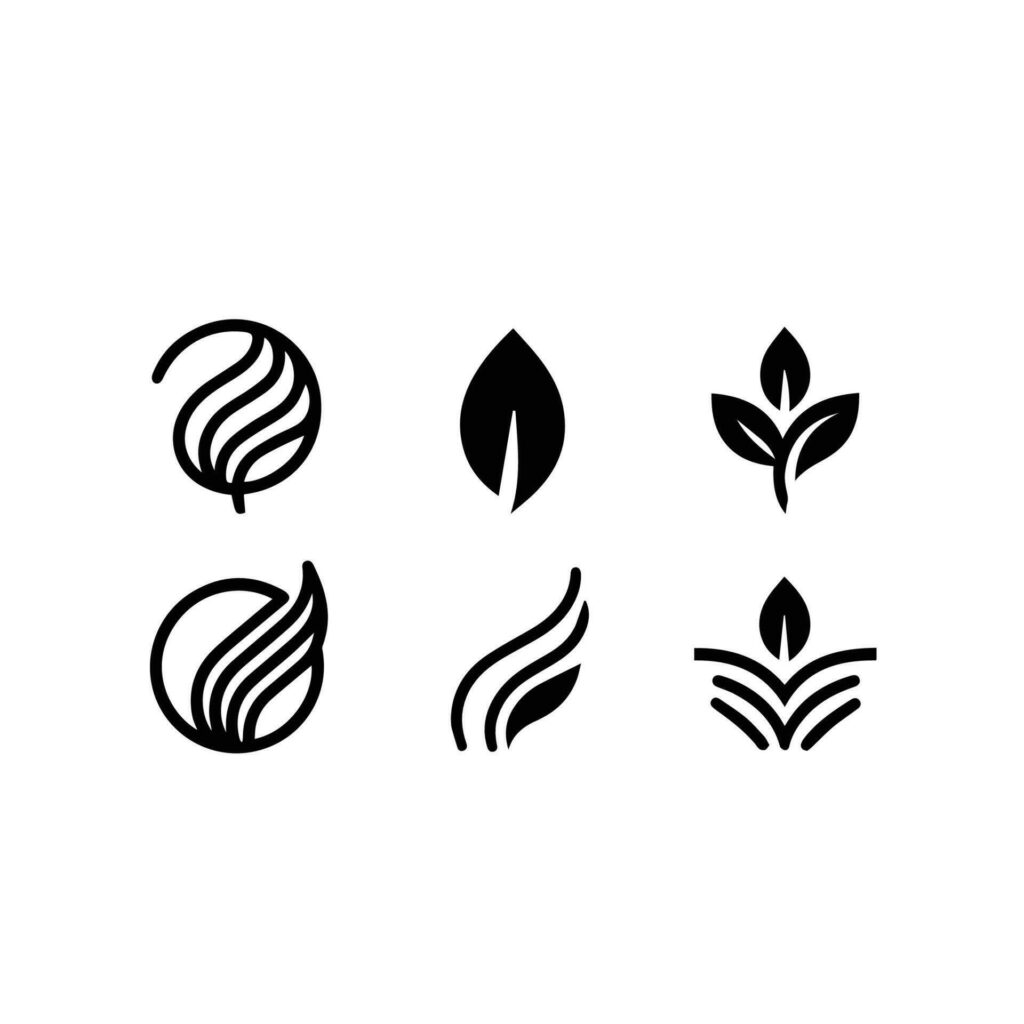 Leaves logo vector set isolated on white background. Various shapes of leaves of trees and plants. Elements for eco and bio logos. Stock Free