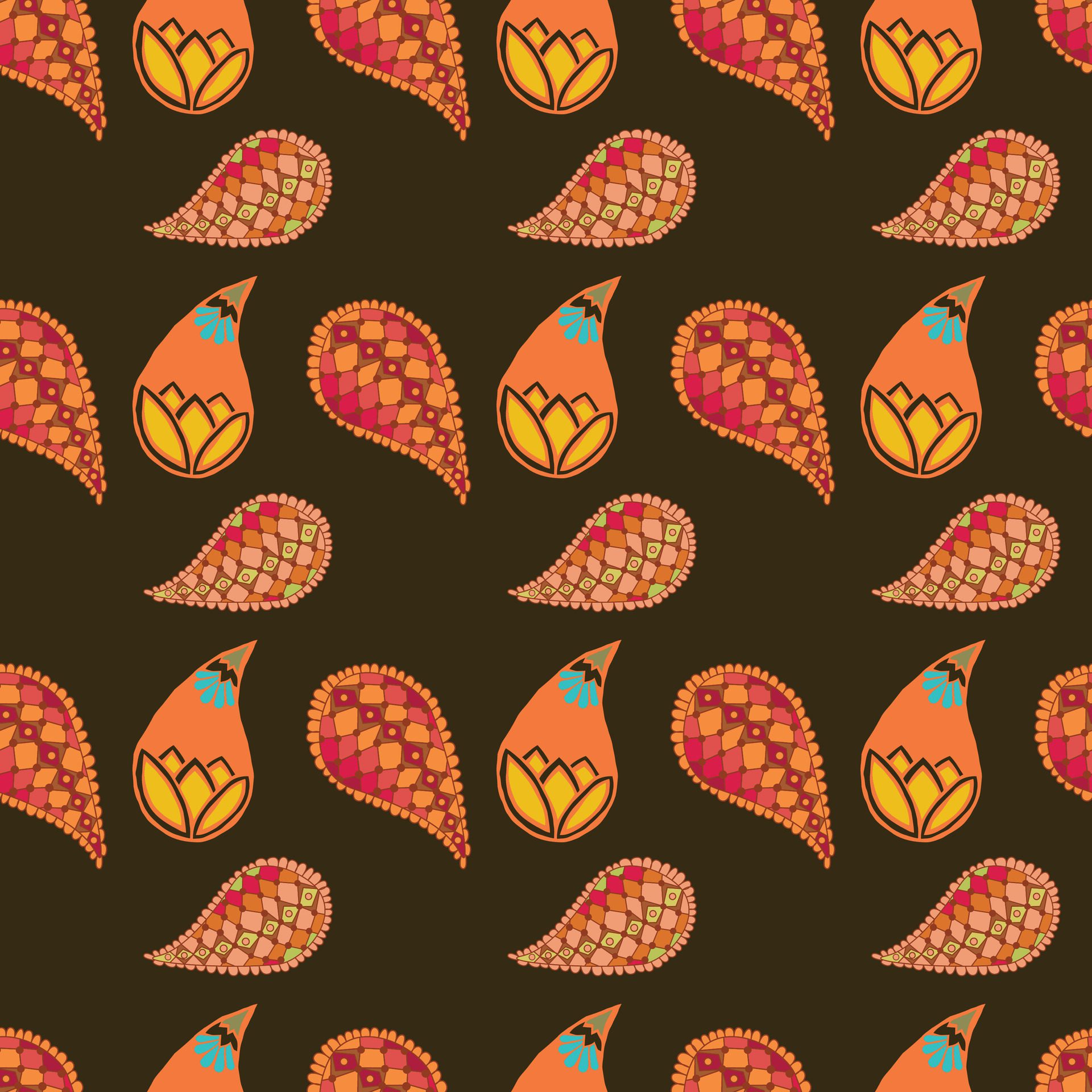 Retro Paisleys Seamless Pattern Design Free Vector