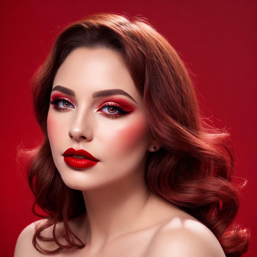 Red background, red lipstick by @ai_generated