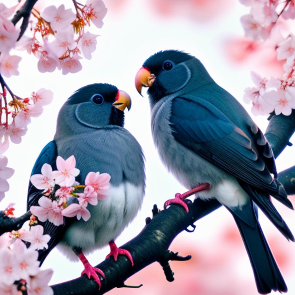 Love birds with cherry by @ai_generated