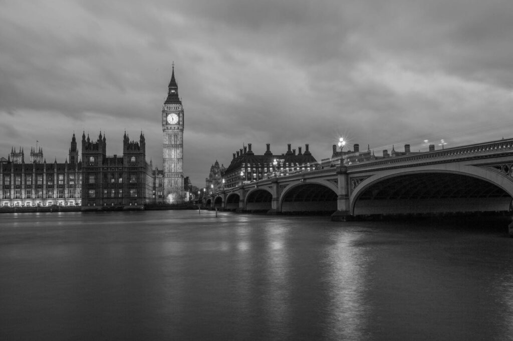 Clouds Black White Big Ben Stock Free