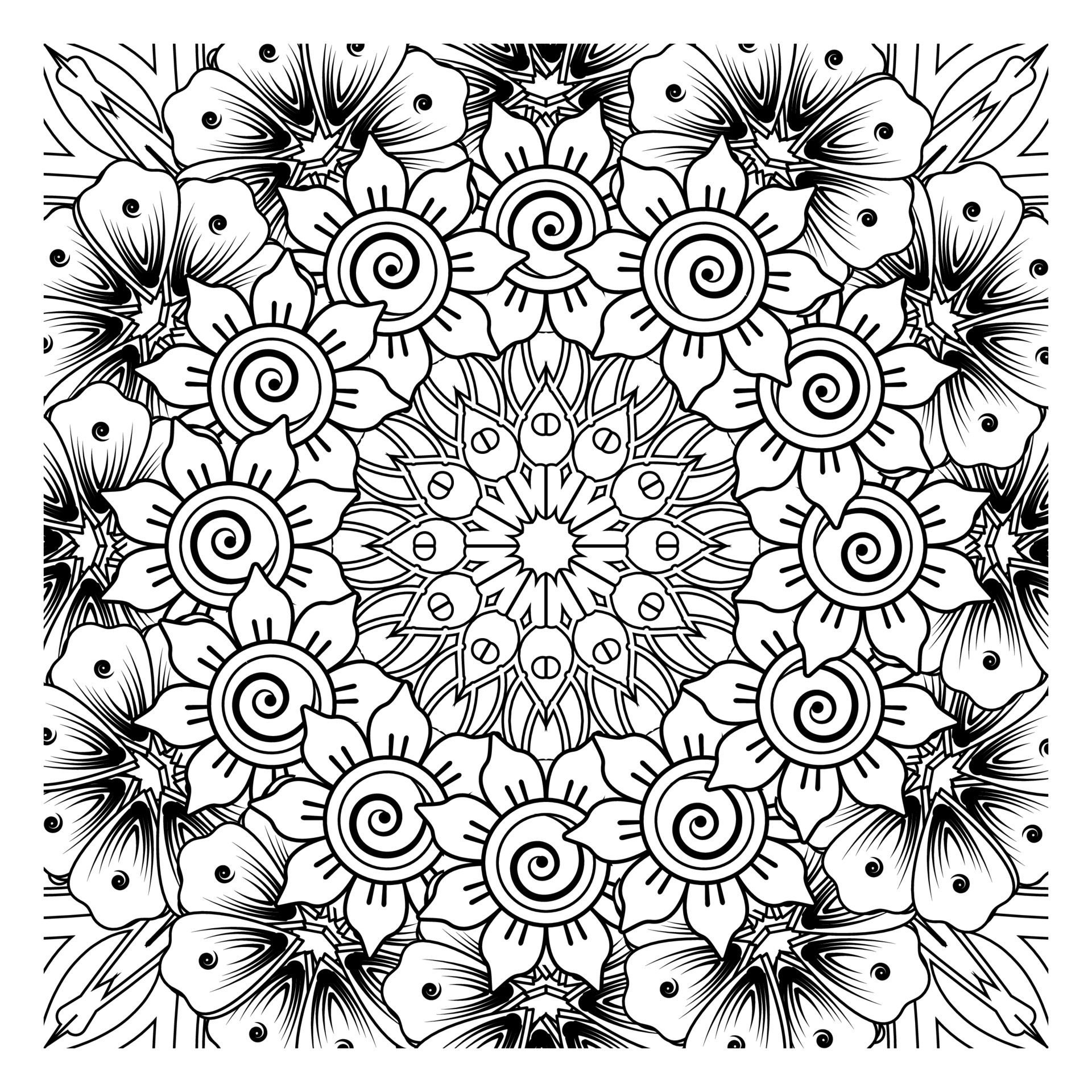 Circular pattern in form of mandala for Henna, Mehndi, tattoo, decoration. Decorative ornament in ethnic oriental style. Coloring book page. Free Vector