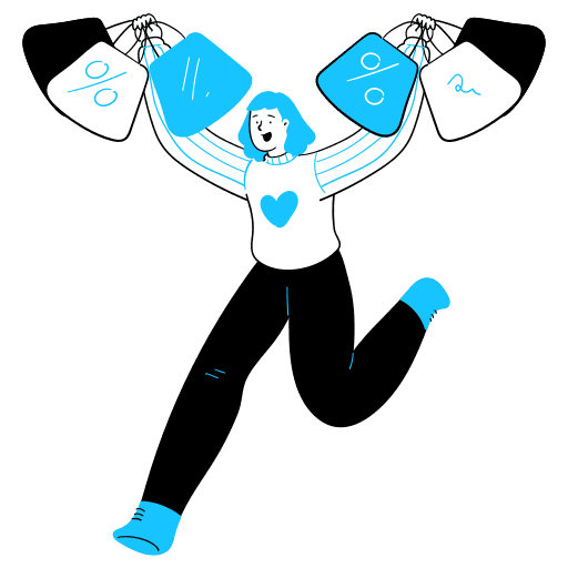 E, shop, percentage illustration