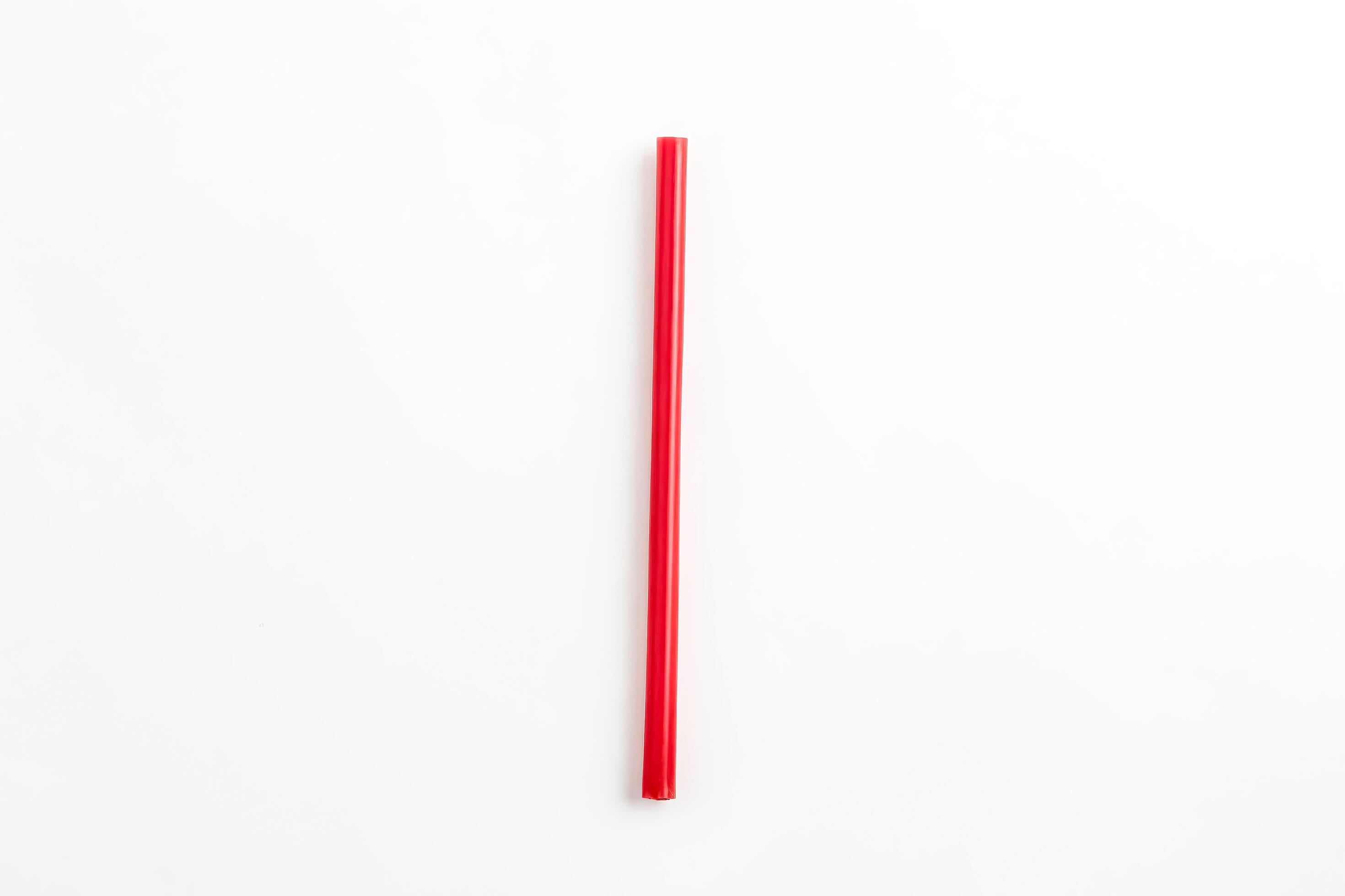 Red Drinking Straw on White Background Stock Free