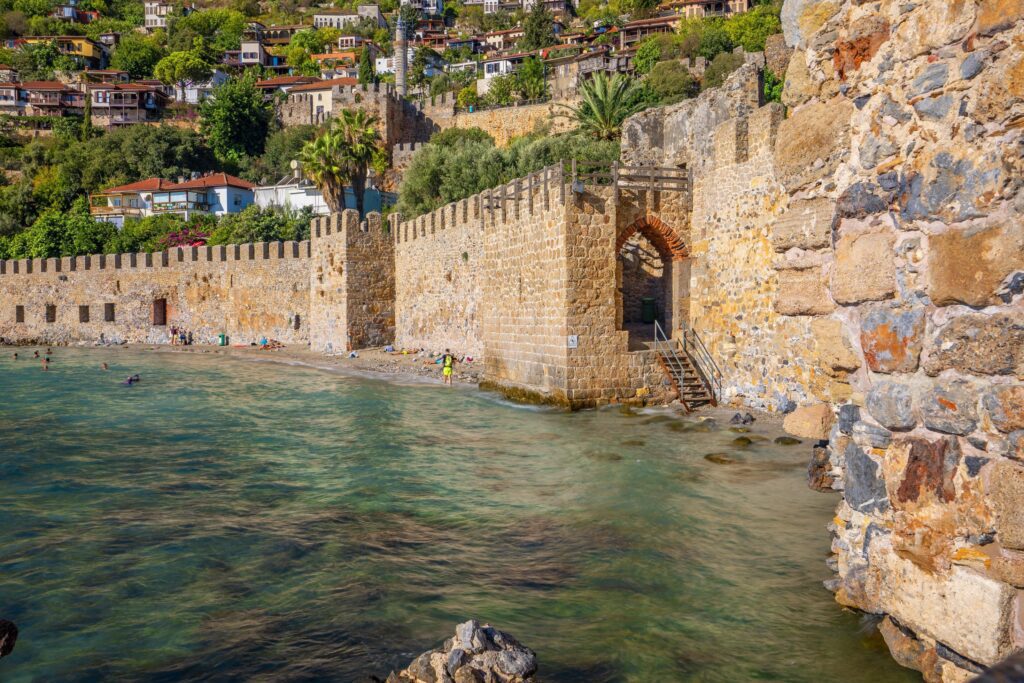 alanya 2022 Antalya aerial city with castle and sea Stock Free