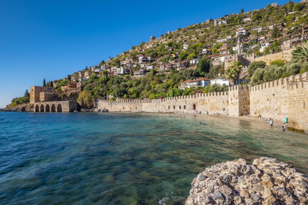 alanya 2022 Antalya aerial city with castle and sea Stock Free