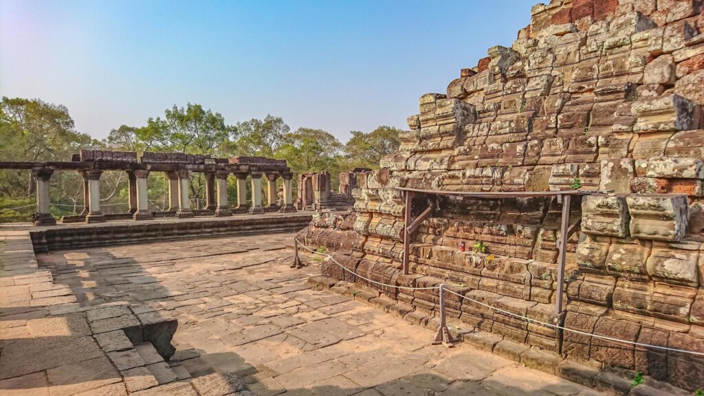 Ancient stone castle in Angkor wat Angkor Thom,wonder of the world Stock Free