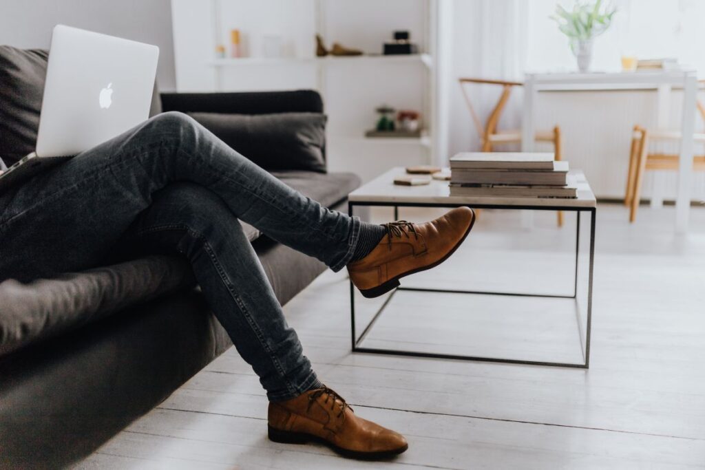 Man Working in Scandi Apartment Stock Free