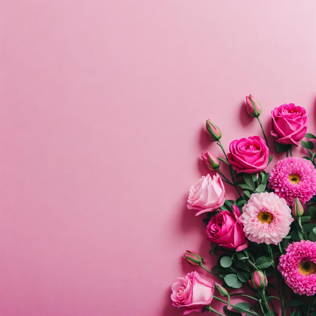 Pink background with flowers by @ai_generated