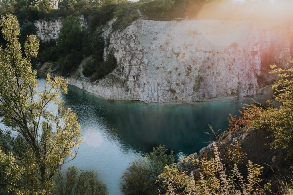 Zakrzówek reservoir, the old limestone quarry flooded with water Stock Free