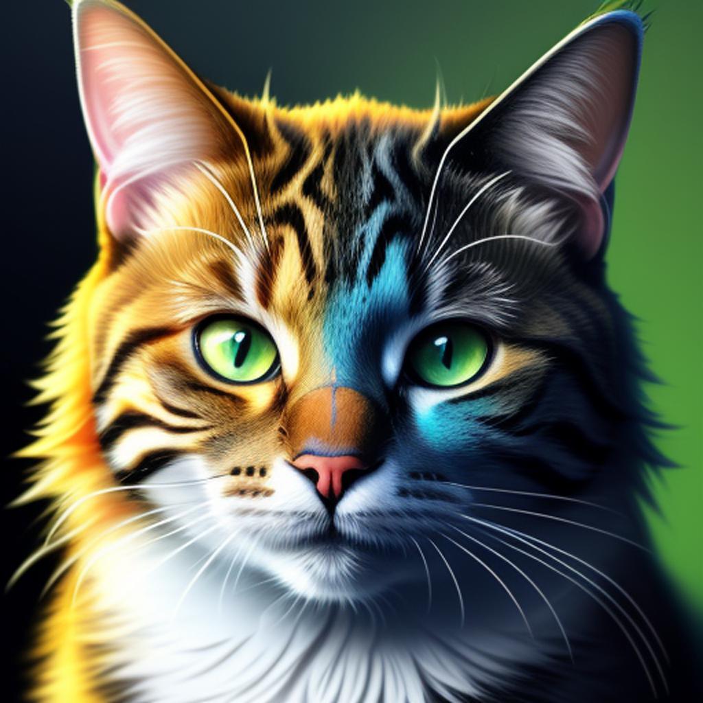 One cat , green by @ai_generated