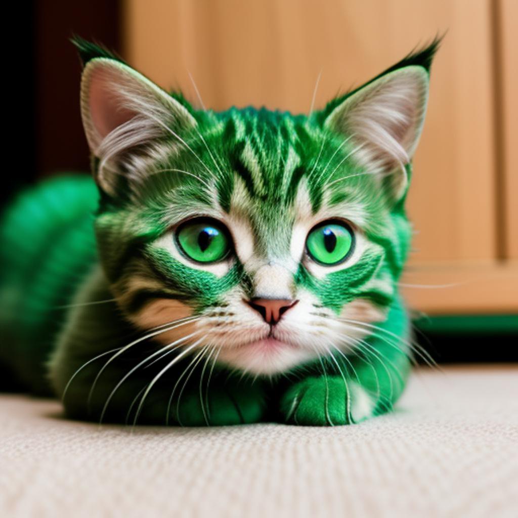 A cute green kitten by @ai_generated