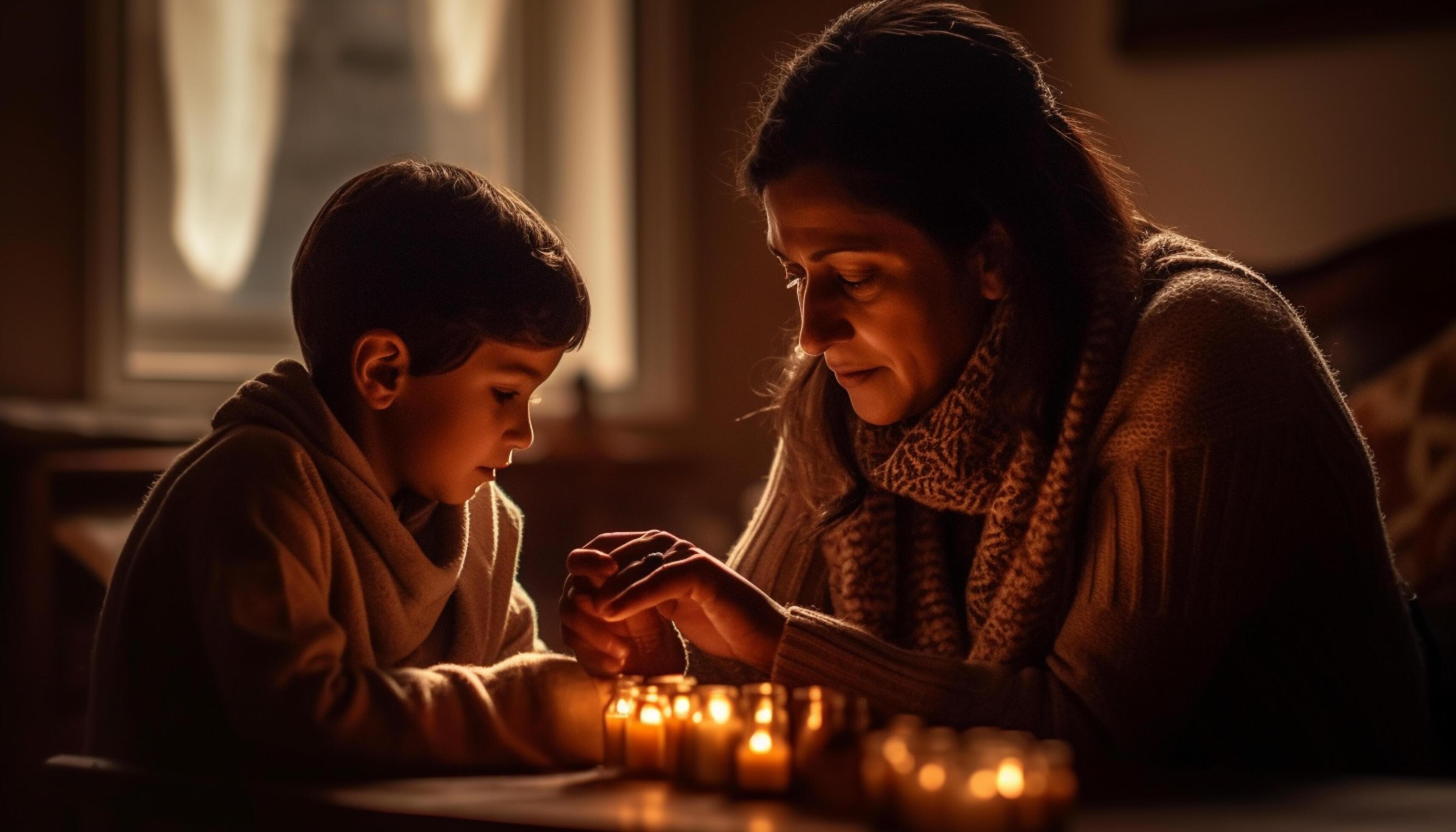 AI generated Family bonding and love, a mother and son enjoying indoors generated by AI Stock Free