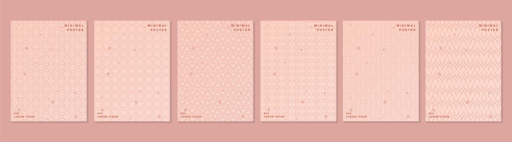 Pink retro pattern cover set Free Vector