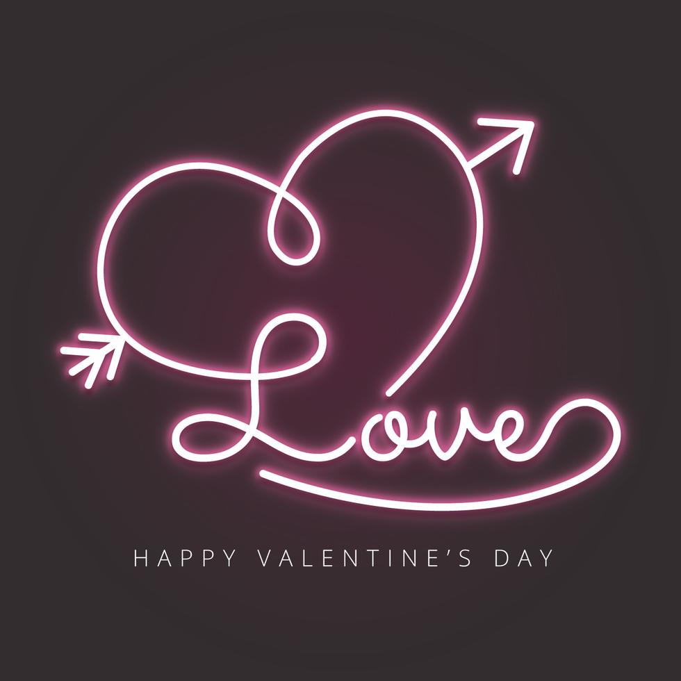 Love With Heart And Arrow In Neon Effect Stock Free and Free SVG