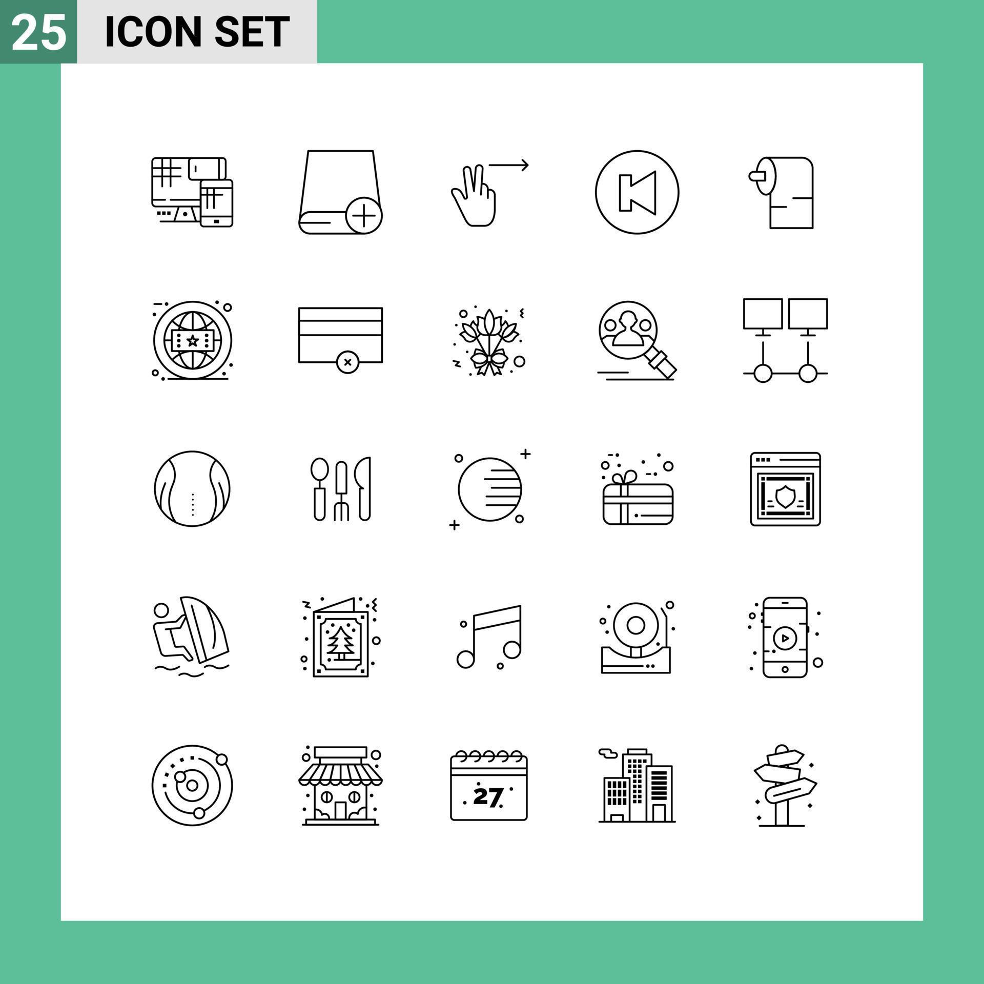 Stock Vector Icon Pack of 25 Line Signs and Symbols for tissue cleaning gadget previous arrow Editable Vector Design Elements Stock Free