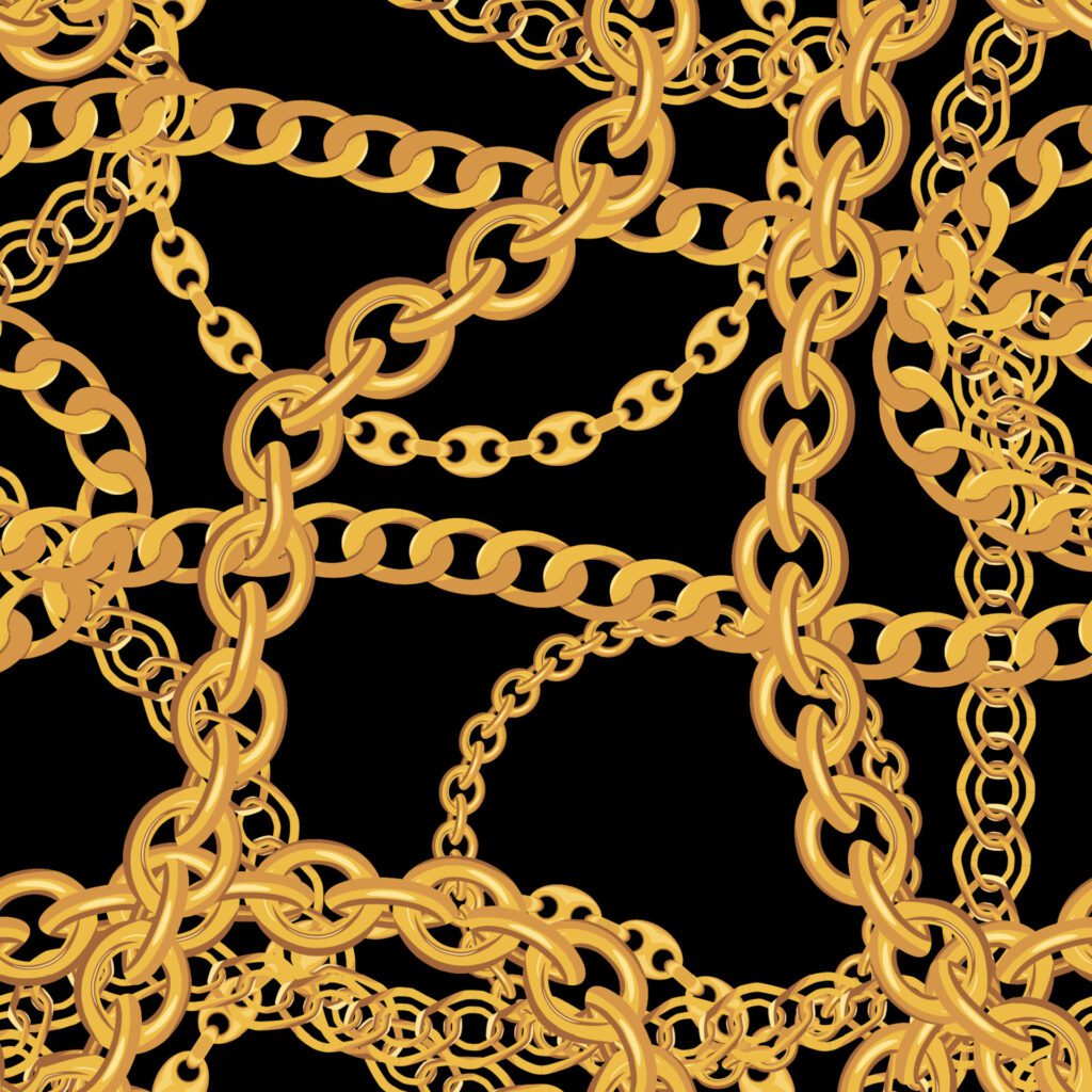 Gold Chain Jewelry Seamless Pattern Background. Vector Illustration Free Vector